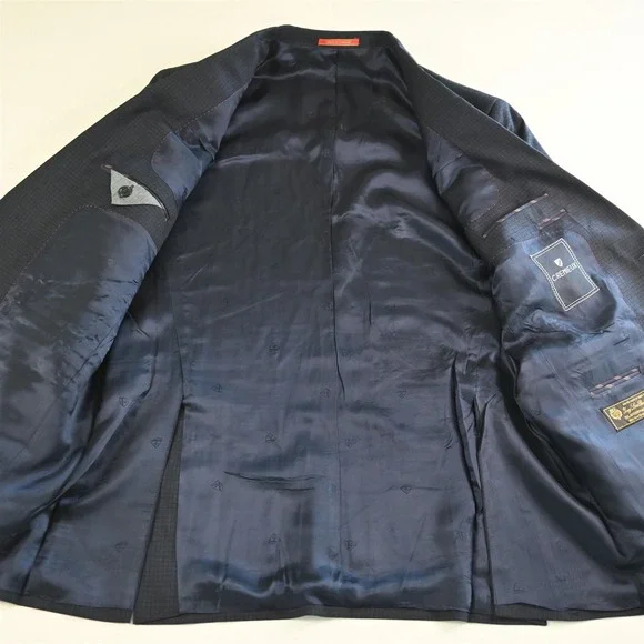 Daniel Cremieux 44L 36x30 Blue Check 100% Wool Nantes Mens Jacket Pants Suit
